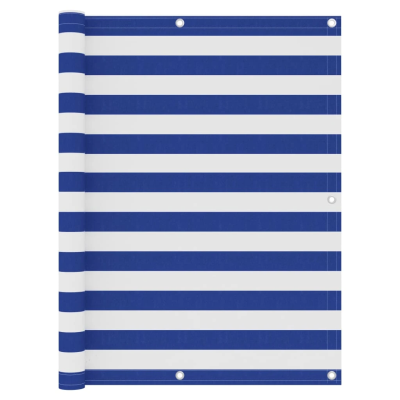 vidaXL balkona aizslietnis, 120x300 cm, balts un zils oksforda audums