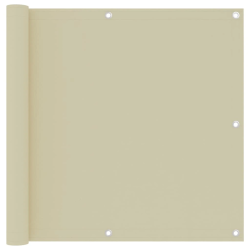 vidaXL balkona aizslietnis, 90x500 cm, krēmkrāsas audums