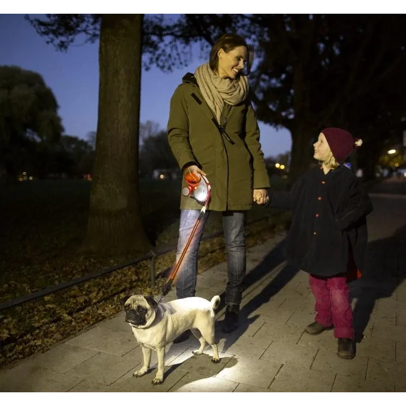 Šuns pavadėlio apšvietimo sistema Flexi Vario System, juoda sp.-raudona sp.