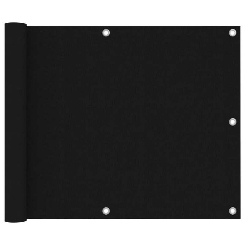 vidaXL balkona aizslietnis, 75x500 cm, melns oksforda audums