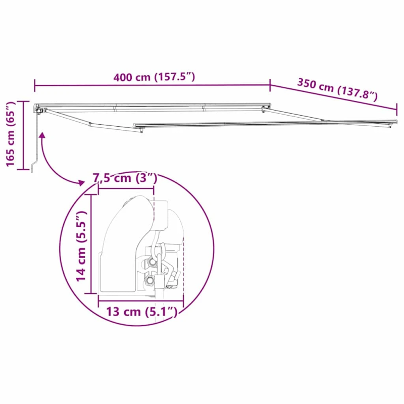 vidaXL Pārklājuma struktūra Balts 400 × 350 cm Alumīnijs