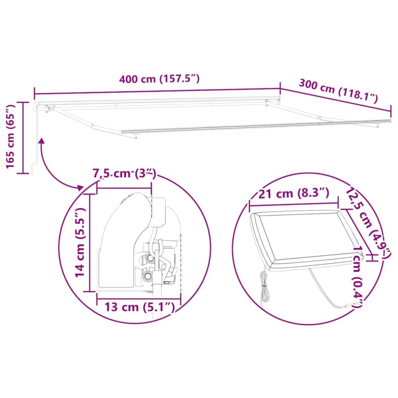 vidaXL Pārklājuma struktūra Balts 400 × 300 cm Alumīnijs