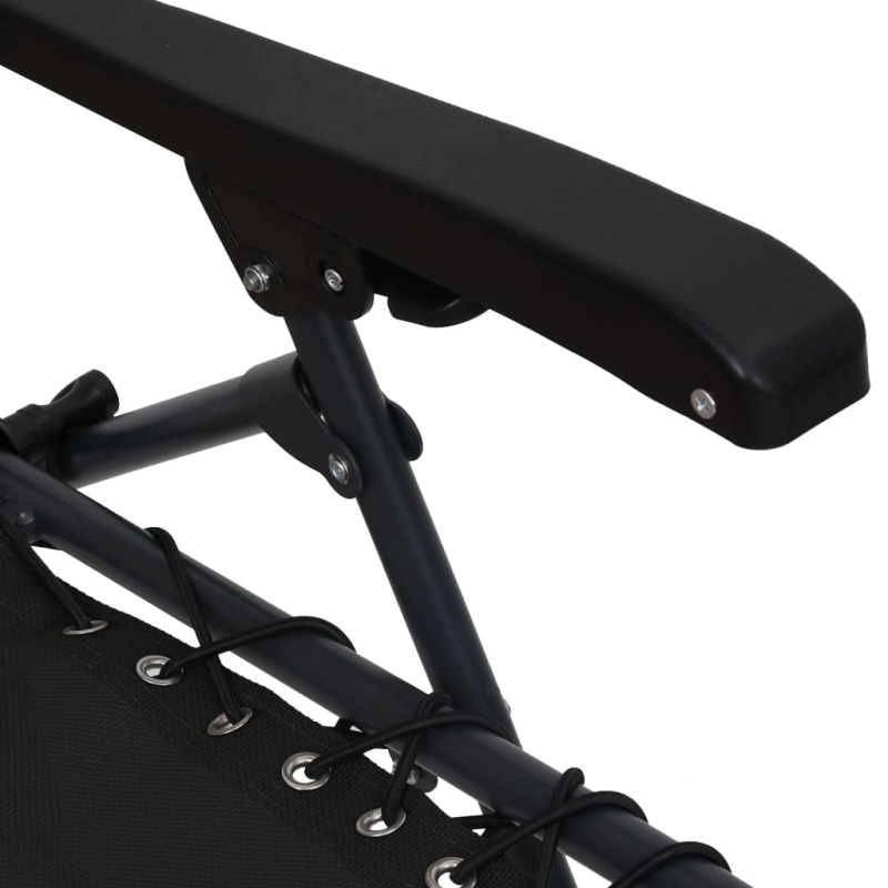 vidaXL salokāmi pludmales krēsli, 2 gab., melns tekstilēns