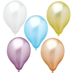 PAPSTAR “Pearly” Latex Balloons, Color Mix, DIA 25 cm ,10 pcs,
