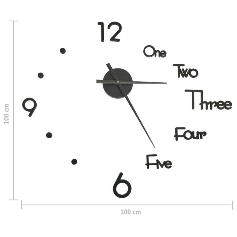 vidaXL 3D sienas pulkstenis, moderns dizains, melns, 100 cm, XXL