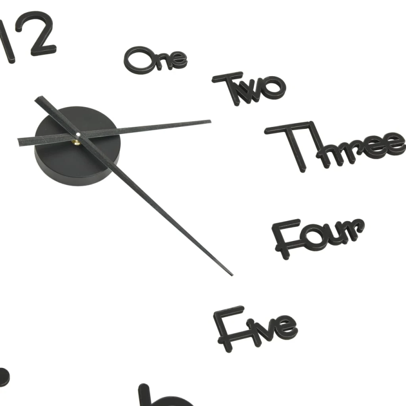 vidaXL 3D sienas pulkstenis, moderns dizains, melns, 100 cm, XXL