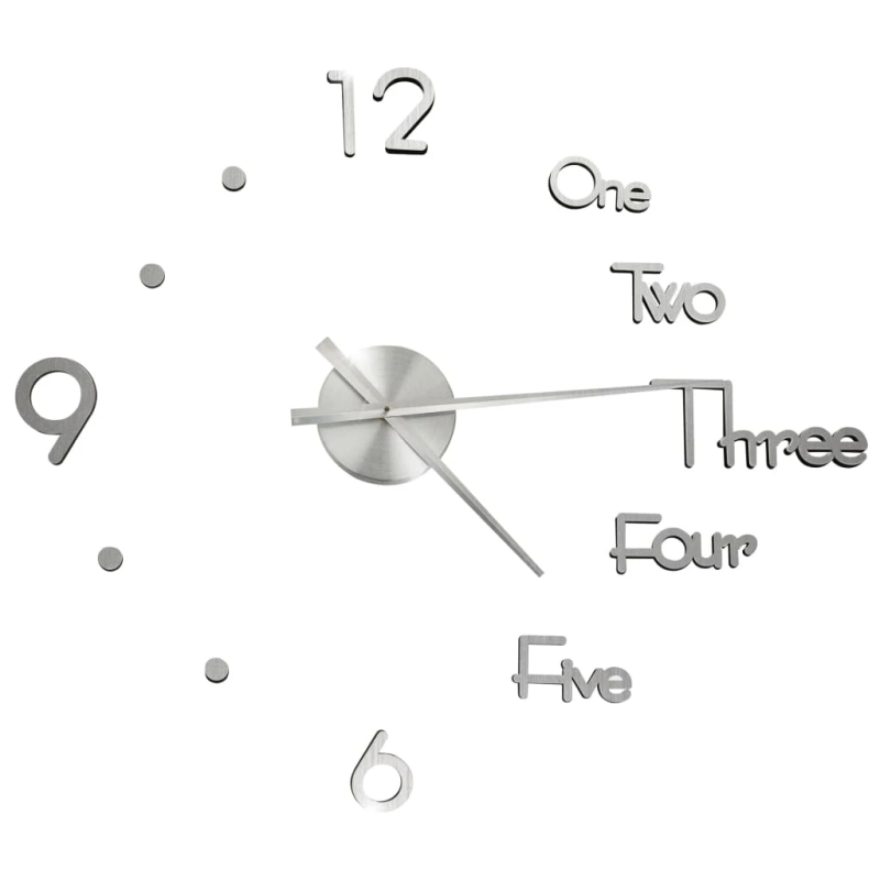 vidaXL 3D sienas pulkstenis, moderns dizains, sudrabains, 100 cm, XXL