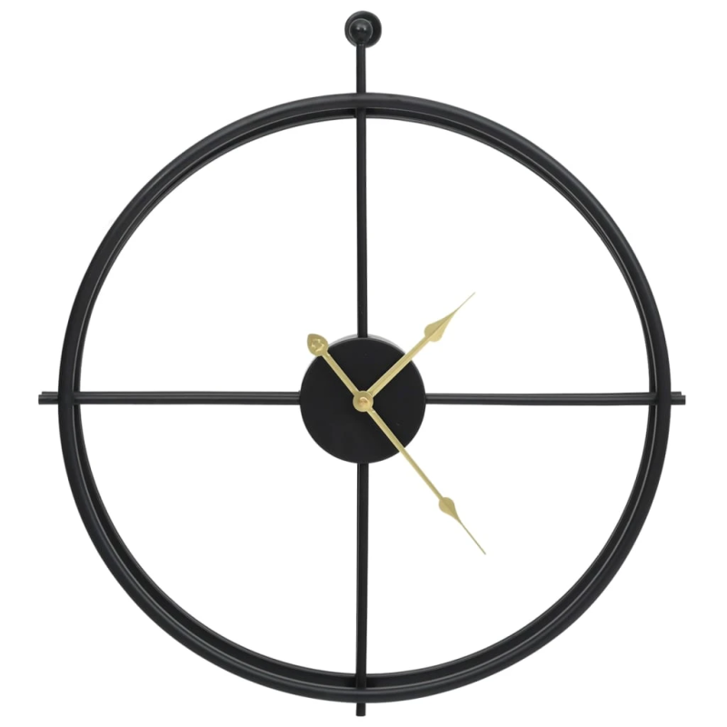 vidaXL sienas pulkstenis, melns, 52 cm, dzelzs