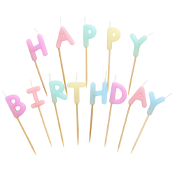 Svecītes Happy Birthday, pasteļu krāsā
