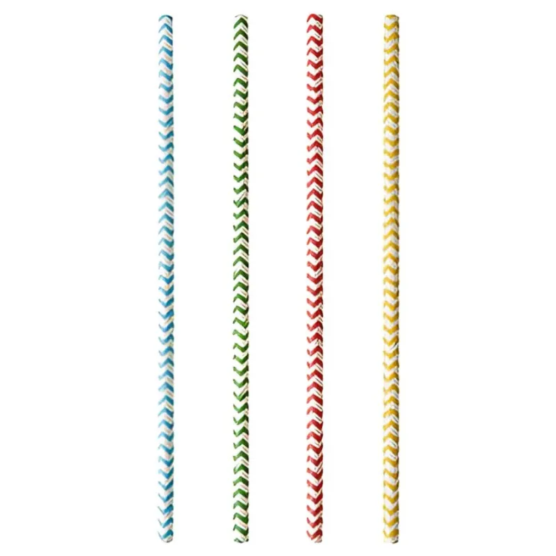 Kokteiļsalmiņi papīra krāsaini ZigZag 6mm 20cm, 25gb