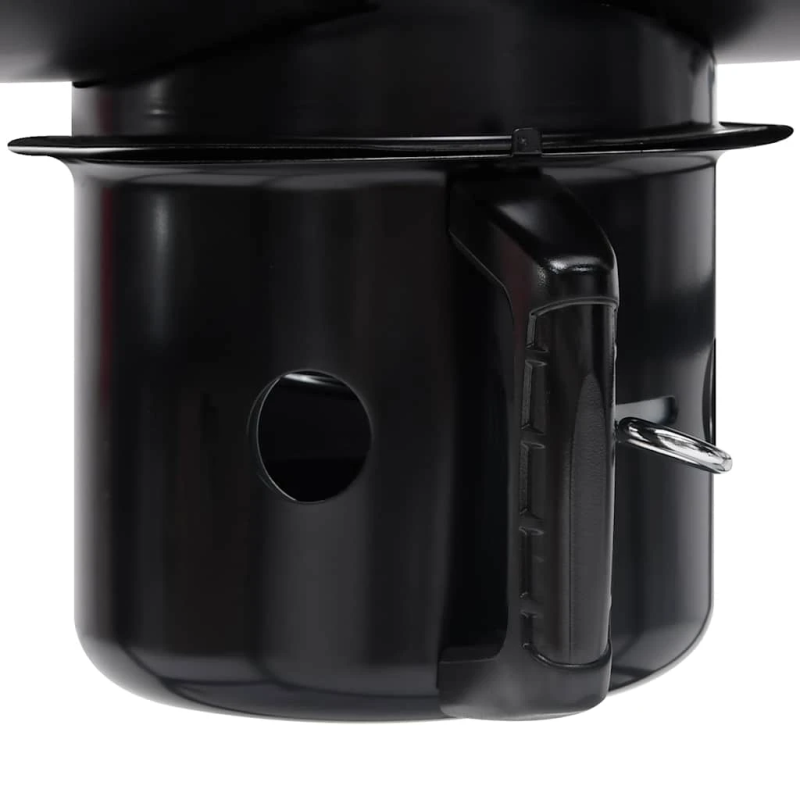 vidaXL mucas grils, riteņi un plaukti, melns tērauds, 115x85x95 cm