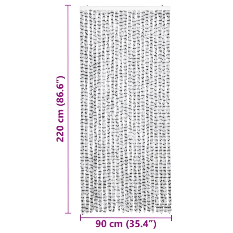 vidaXL kukaiņu aizkars, 90x220 cm, tumši un gaiši pelēks šenils