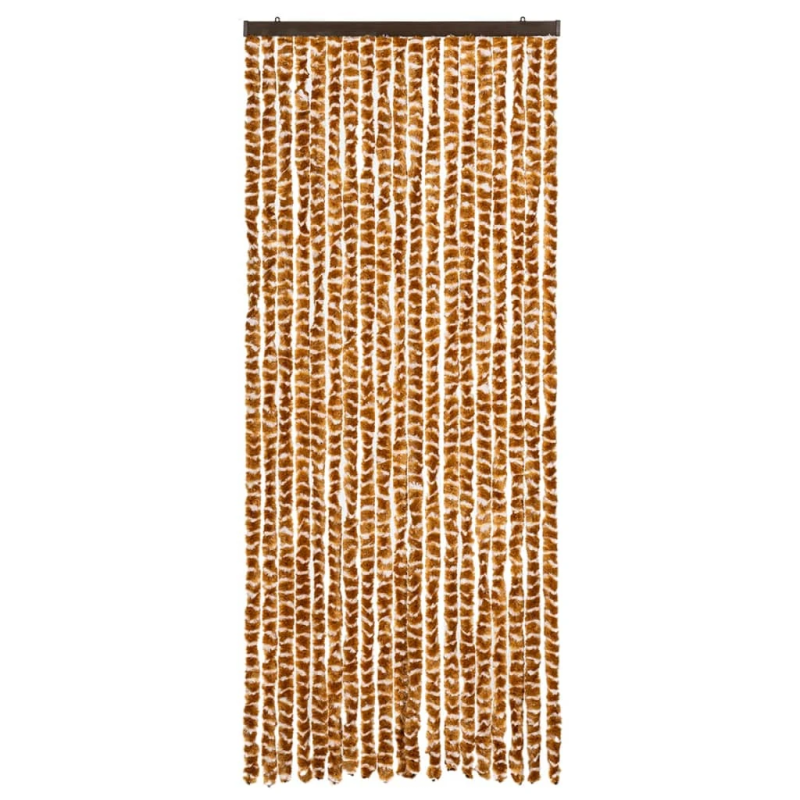 vidaXL kukaiņu aizkars, 56x185 cm, dzeltenbrūns un balts šenils