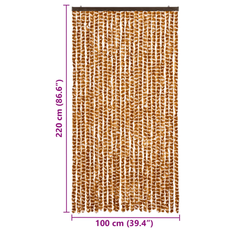 vidaXL kukaiņu aizkars, 100x220 cm, dzeltens un balts šenils