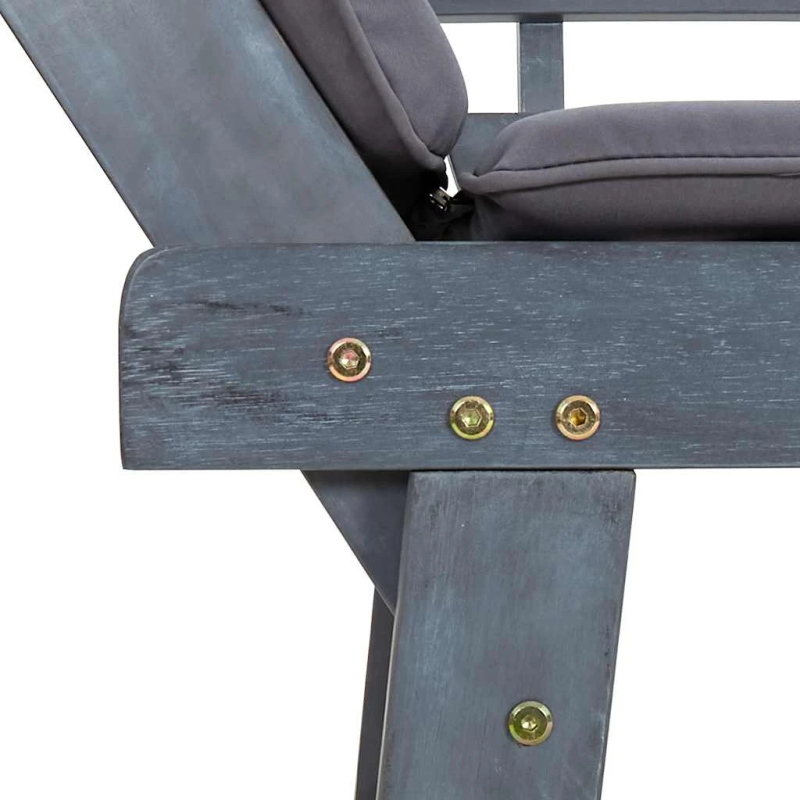 vidaXL dārza sols ar spilveniem, 190 cm, pelēks, akācijas masīvkoks