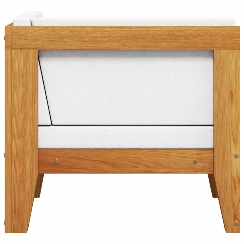 vidaXL stūra dīvāns ar krēmbaltiem matračiem, akācijas masīvkoks