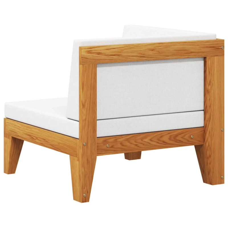 vidaXL stūra dīvāns ar krēmbaltiem matračiem, akācijas masīvkoks