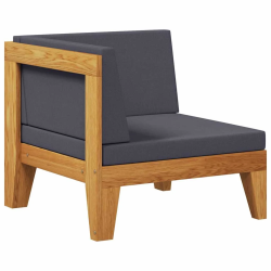vidaXL stūra dīvāns ar tumši pelēkiem matračiem, akācijas masīvkoks