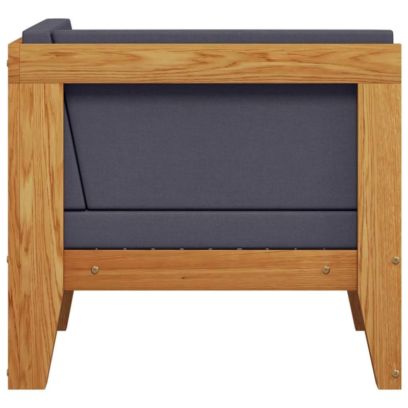 vidaXL stūra dīvāns ar tumši pelēkiem matračiem, akācijas masīvkoks