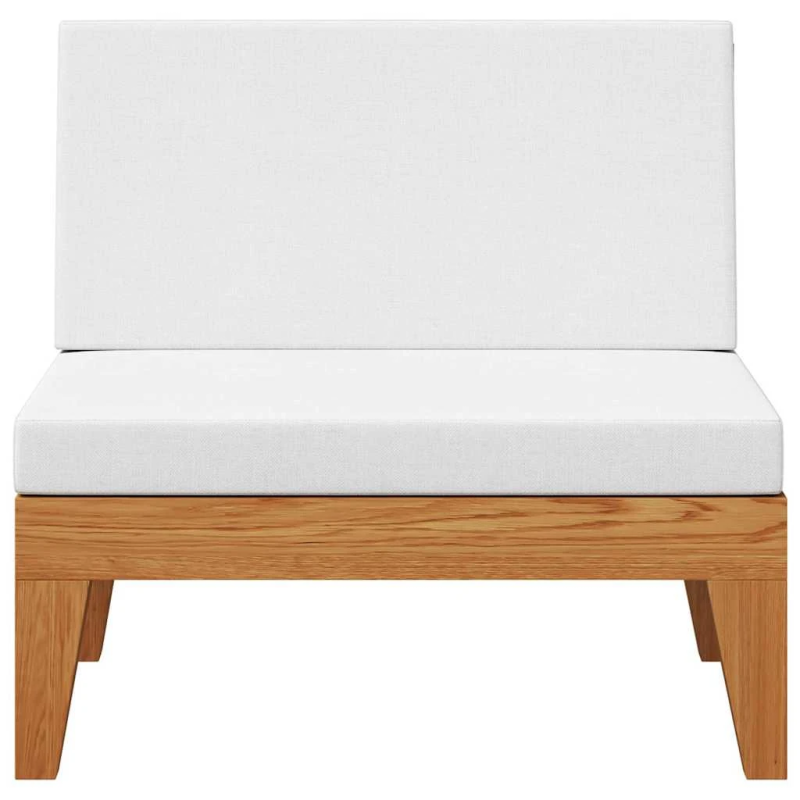 vidaXL vidējais dīvāns ar krēmbaltiem matračiem, akācijas masīvkoks