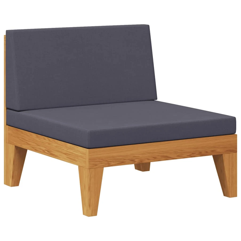 vidaXL vidējais dīvāns ar tumši pelēkiem matračiem, akācijas koks