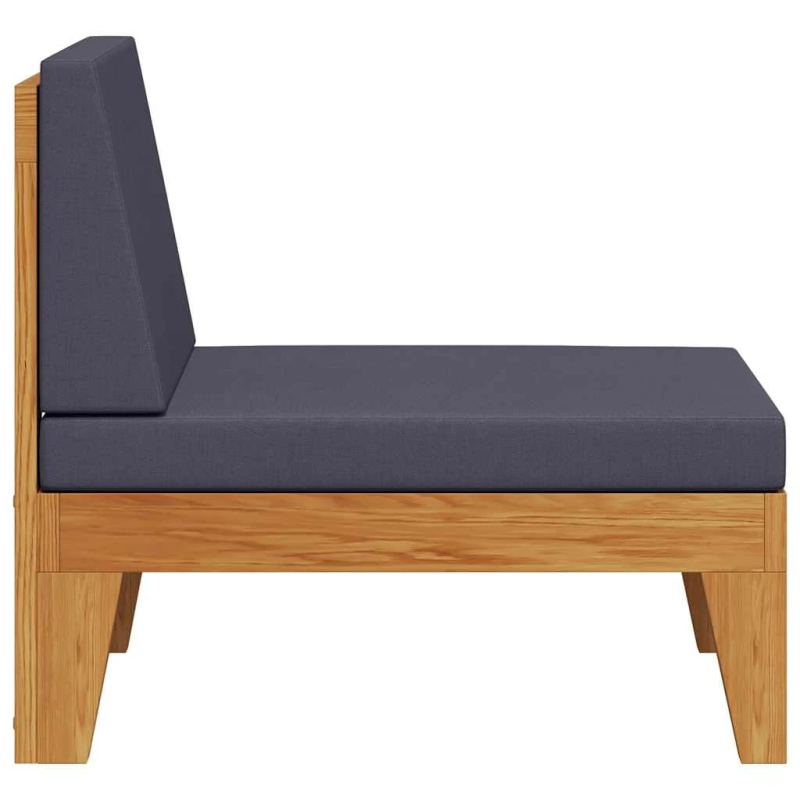 vidaXL vidējais dīvāns ar tumši pelēkiem matračiem, akācijas koks