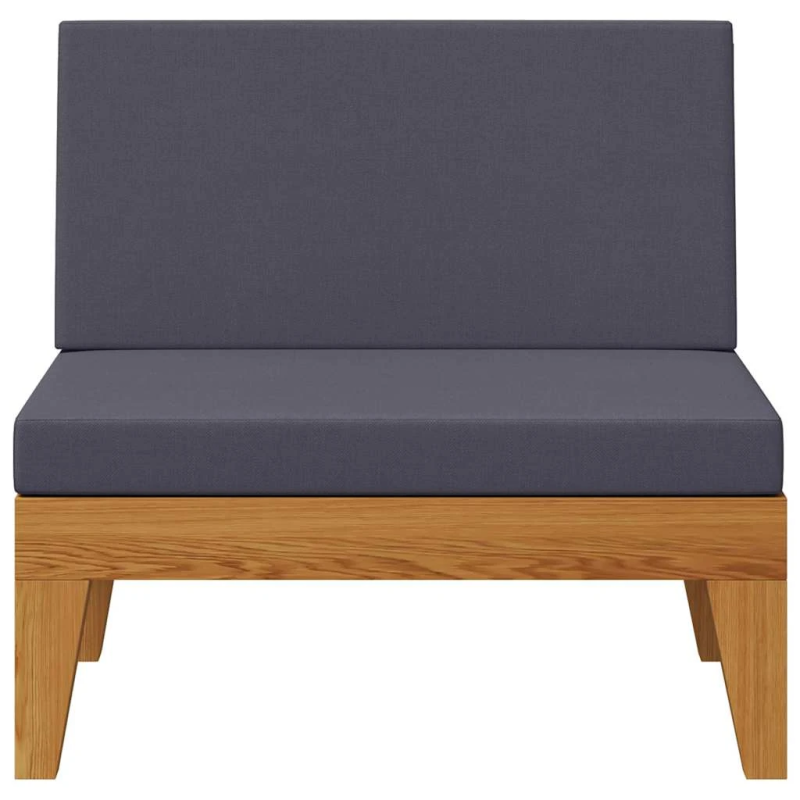vidaXL vidējais dīvāns ar tumši pelēkiem matračiem, akācijas koks