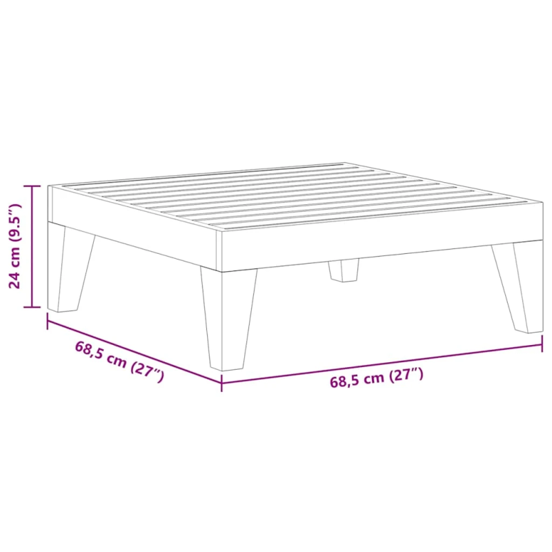 vidaXL dārza galds, 68,5x68,5x24 cm, akācijas masīvkoks
