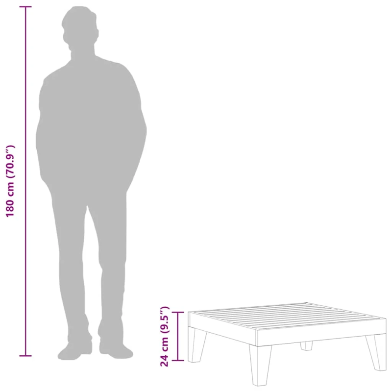 vidaXL dārza galds, 68,5x68,5x24 cm, akācijas masīvkoks
