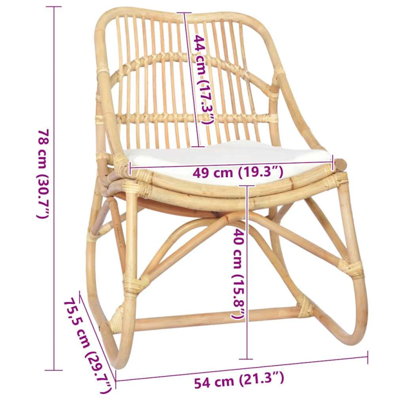 vidaXL rotangpalmas krēsls, lins