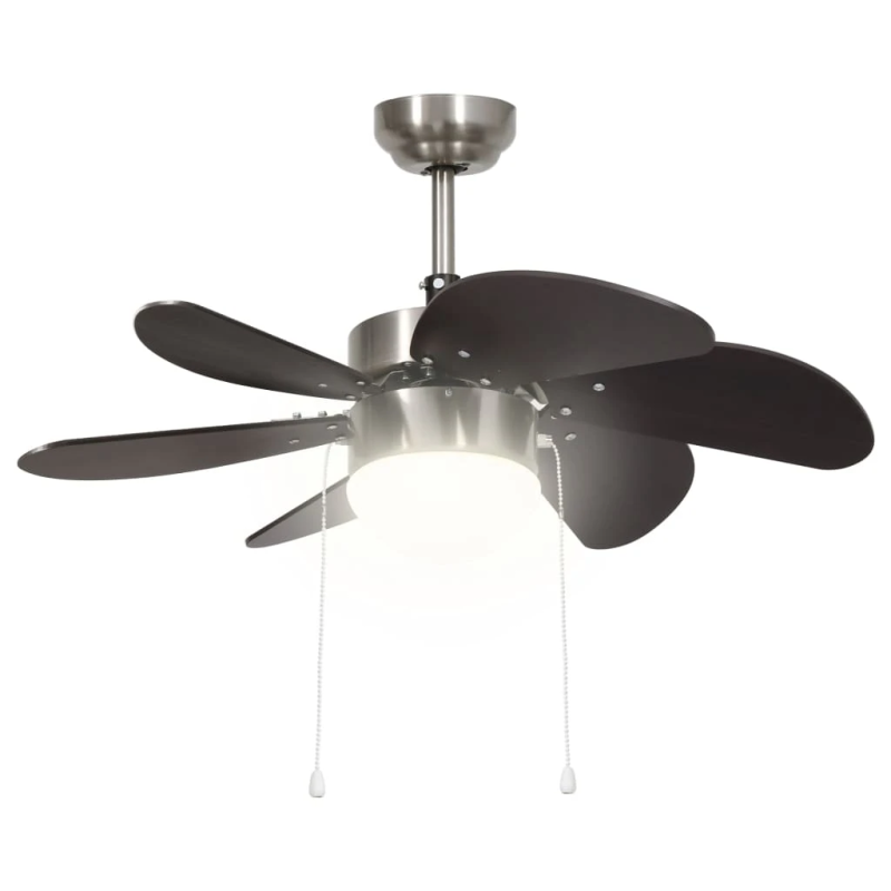 vidaXL griestu ventilators ar lampu, 76 cm, tumši brūns