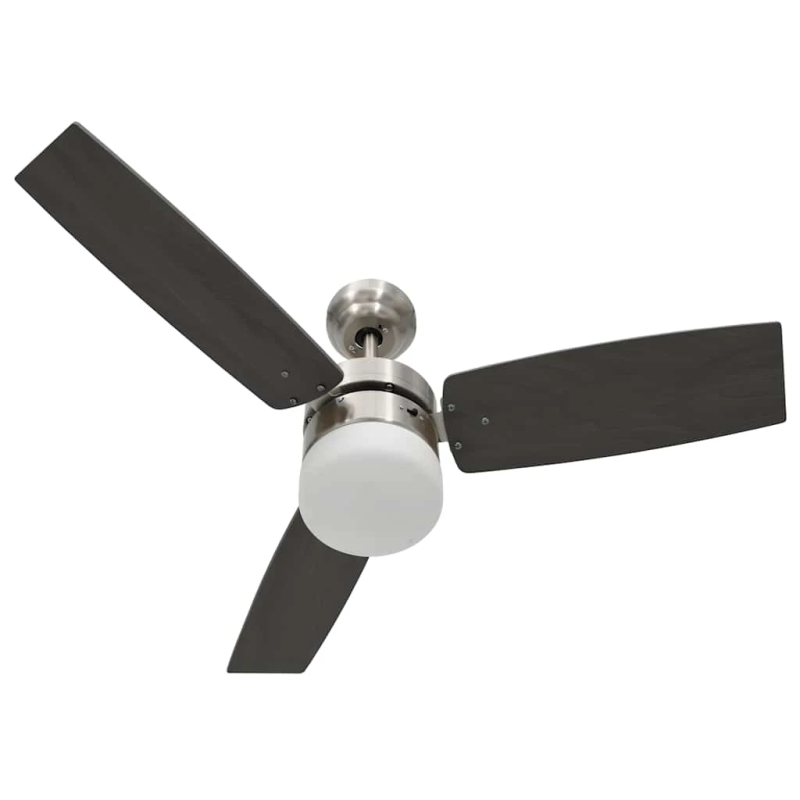 vidaXL griestu ventilators ar lampu un pulti, 108 cm, tumši brūns
