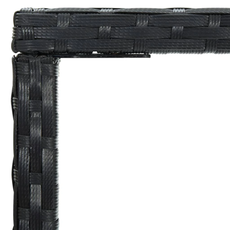 vidaXL dārza bāra galds, melns, 70x70x110 cm, PE rotangpalma, stikls