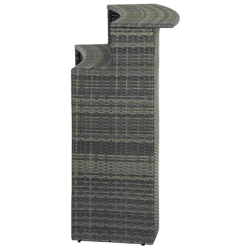 vidaXL dārza bāra galds, pelēks, 120x55x110 cm, PE rotangpalma