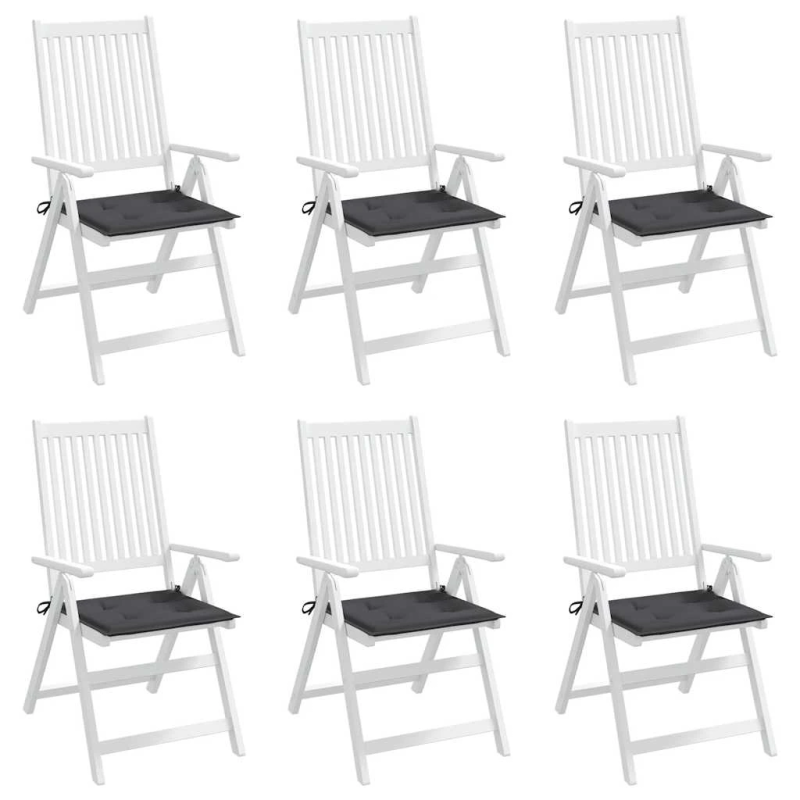 vidaXL dārza krēslu spilveni, 6 gab., pelēki, 40x40x4 cm, audums