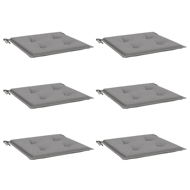 vidaXL dārza krēslu spilveni, 6 gab., pelēki, 40x40x4 cm, audums