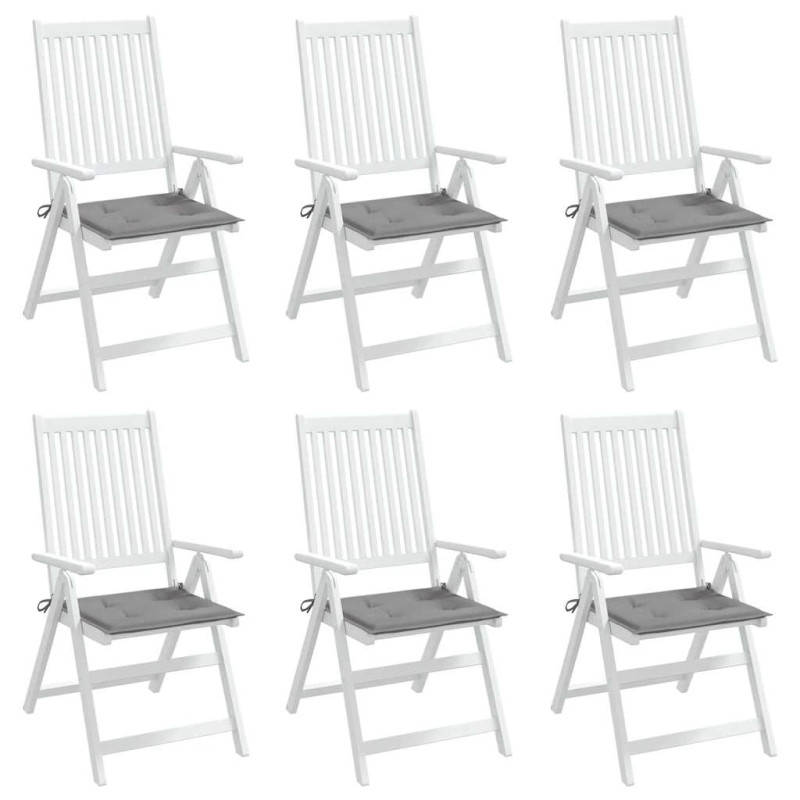 vidaXL dārza krēslu spilveni, 6 gab., pelēki, 40x40x4 cm, audums