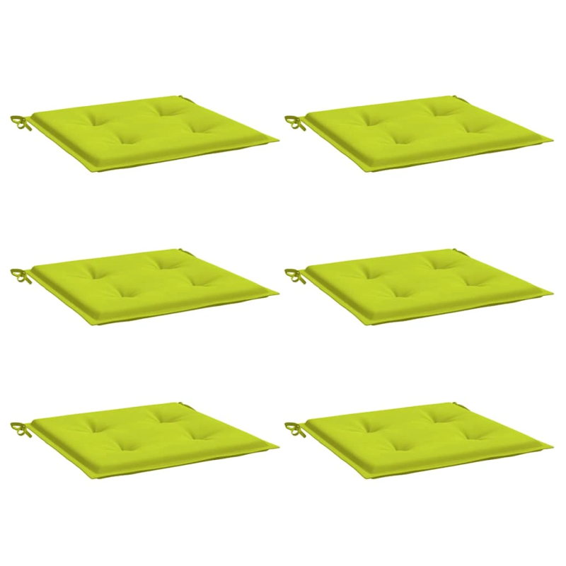 vidaXL dārza krēslu spilveni, 6 gab., spilgti zaļi, 40x40x4 cm, audums