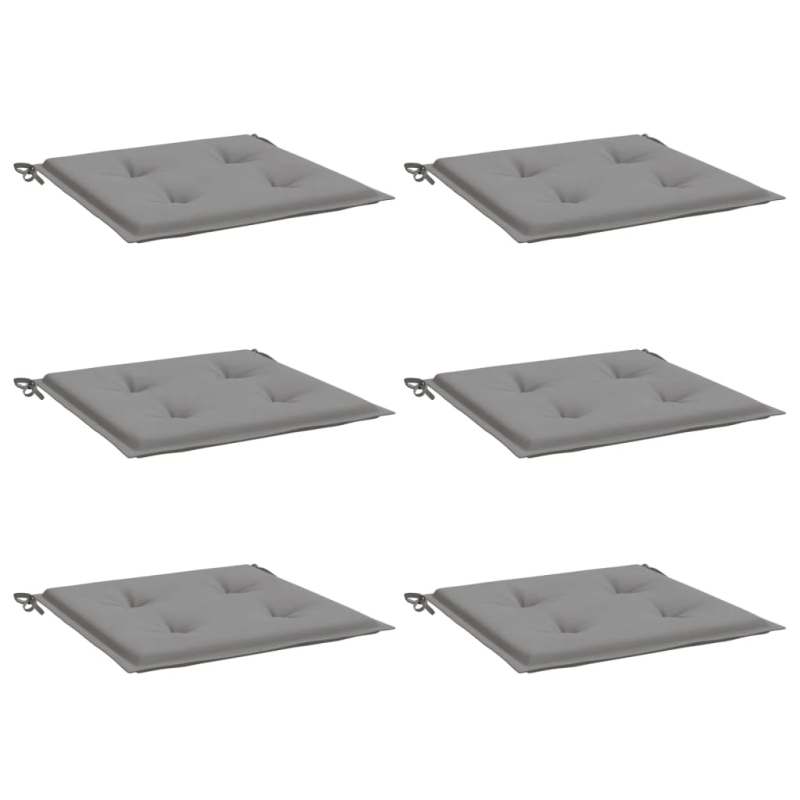 vidaXL dārza krēslu spilveni, 6 gab., pelēki, 50x50x4 cm, audums