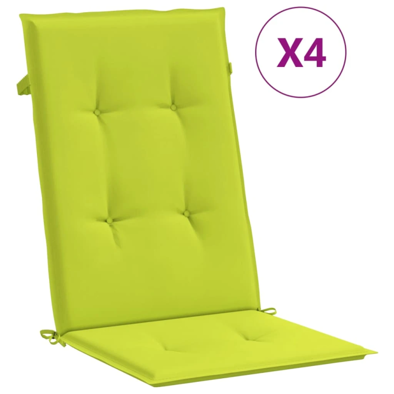 vidaXL dārza krēslu spilveni, 4 gb., spilgti zaļi, 120x50x3 cm, audums