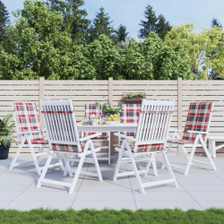 vidaXL dārza krēslu spilveni, 6 gab., sarkani četrstūri, 120x50x3 cm