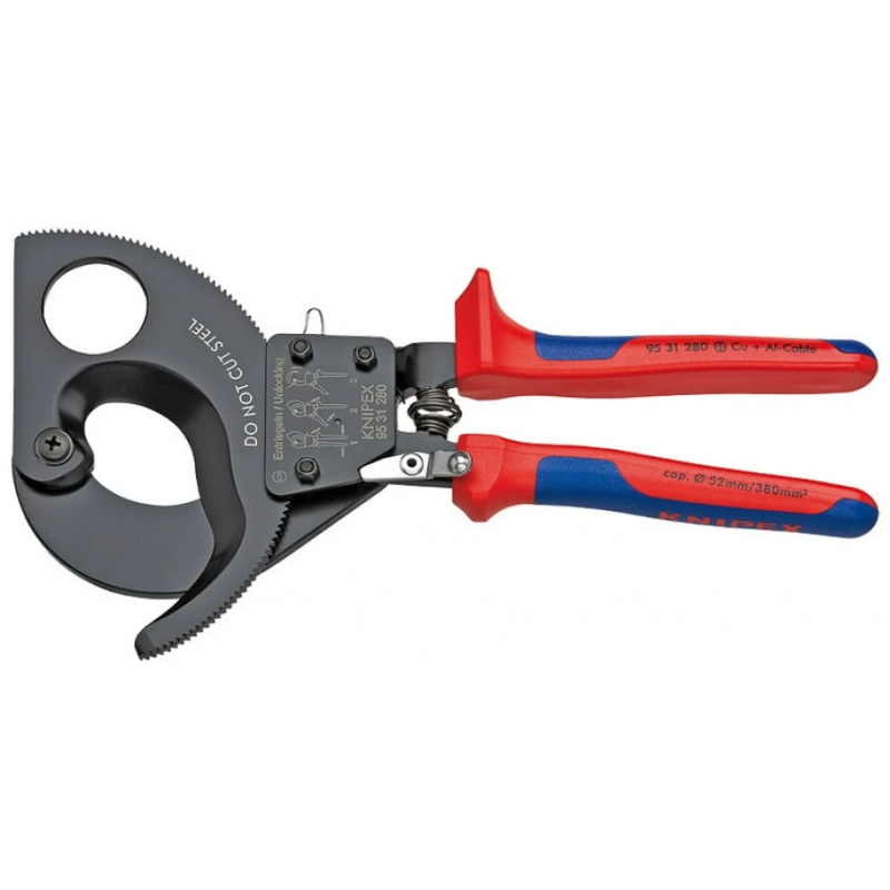 Kabeļu grieznes ar spēka mehānismu D52mm-380mm² Cu + Al, DR, Knipex