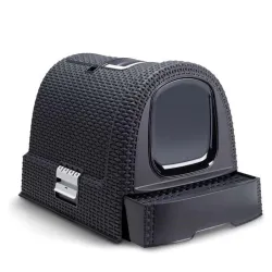 Uždaro tipo kačių tualetas Curver 198846, juoda sp.-pilka sp., uždaras, 51 cm x 38.5 cm x 40 cm