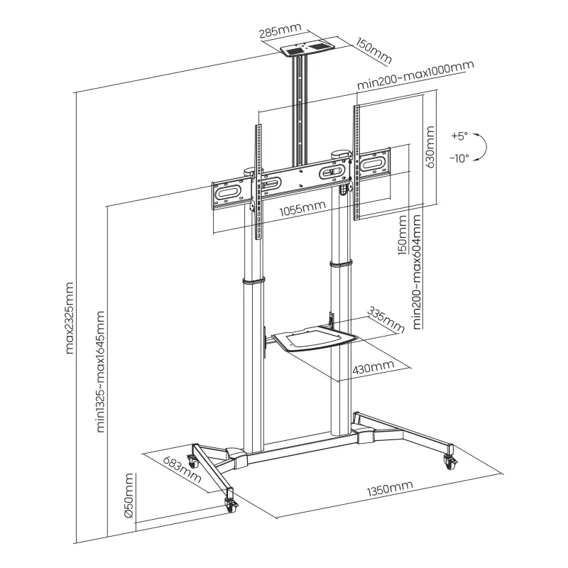 Sbox FS-3610 Floor Ultra-Large LED TV Stand 60-100 100kg White