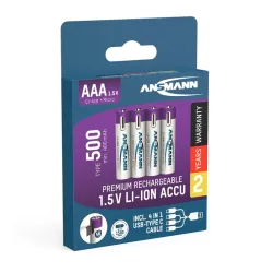 Accu aaa 1.5v 500mahusb-c.max1a 4pcs