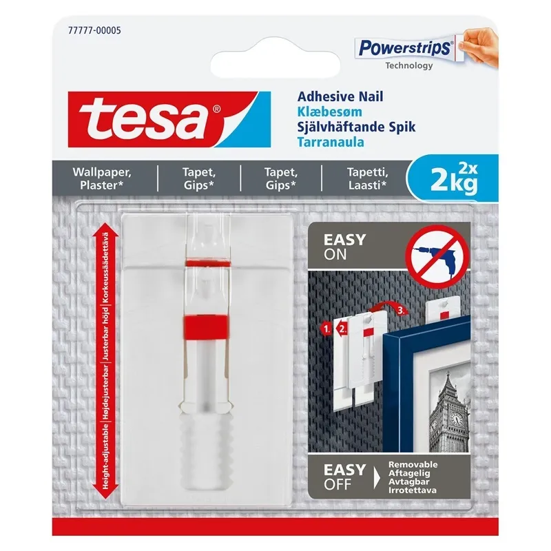 Āķi rāmja piekāršanai Tesa Powerstrips, caurspīdīga krās.