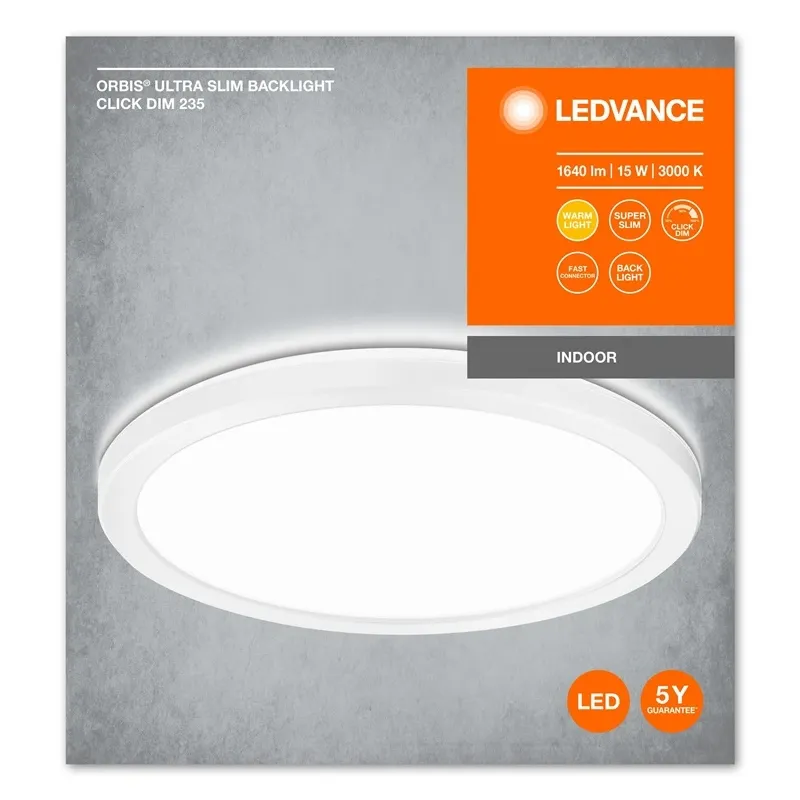 Šviestuvas plafonas Ledvance-Osram Orbis Ultra Slim Clickdim, 15 W, LED, 3000 °K