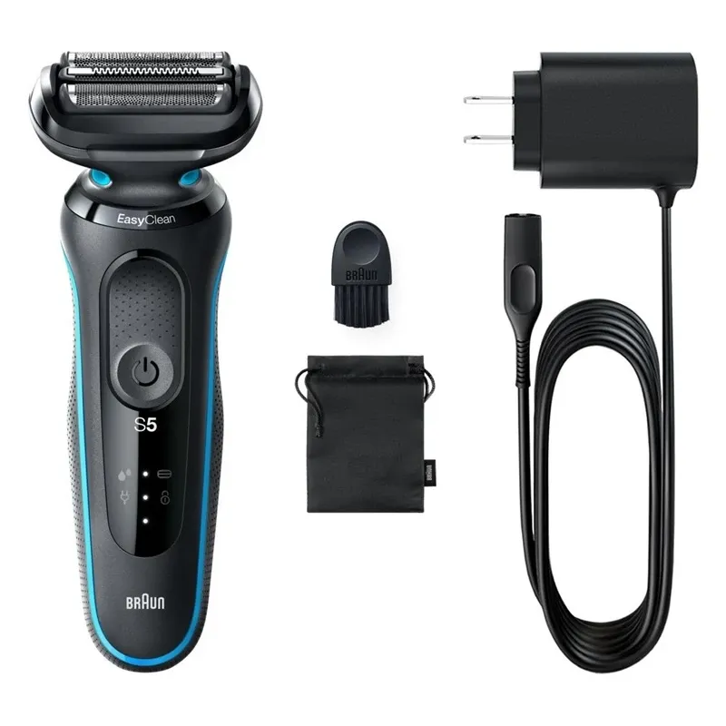 Бритва для бороды Braun Series 5 51-M1000s, li-ion, черный цв.-голубой цв.