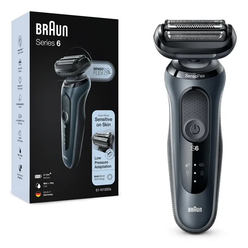 Bārdas skuveklis Braun Series 6 61-N1000s, li-ion, melna krās.-pelēka krās.