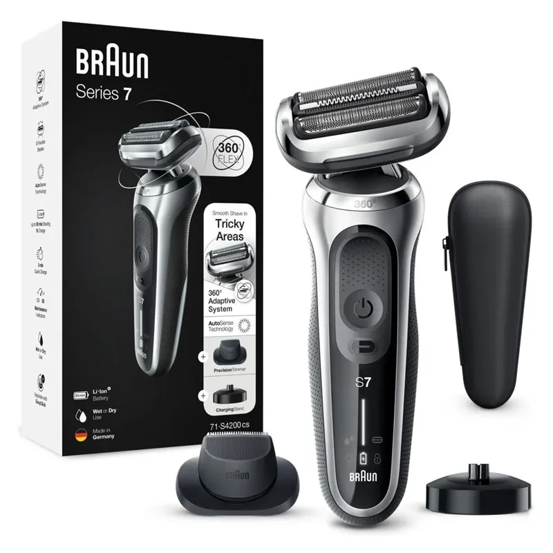 Bārdas skuveklis Braun Series 7 71-S4200cs, li-ion, sudraba krās.-melna krās.